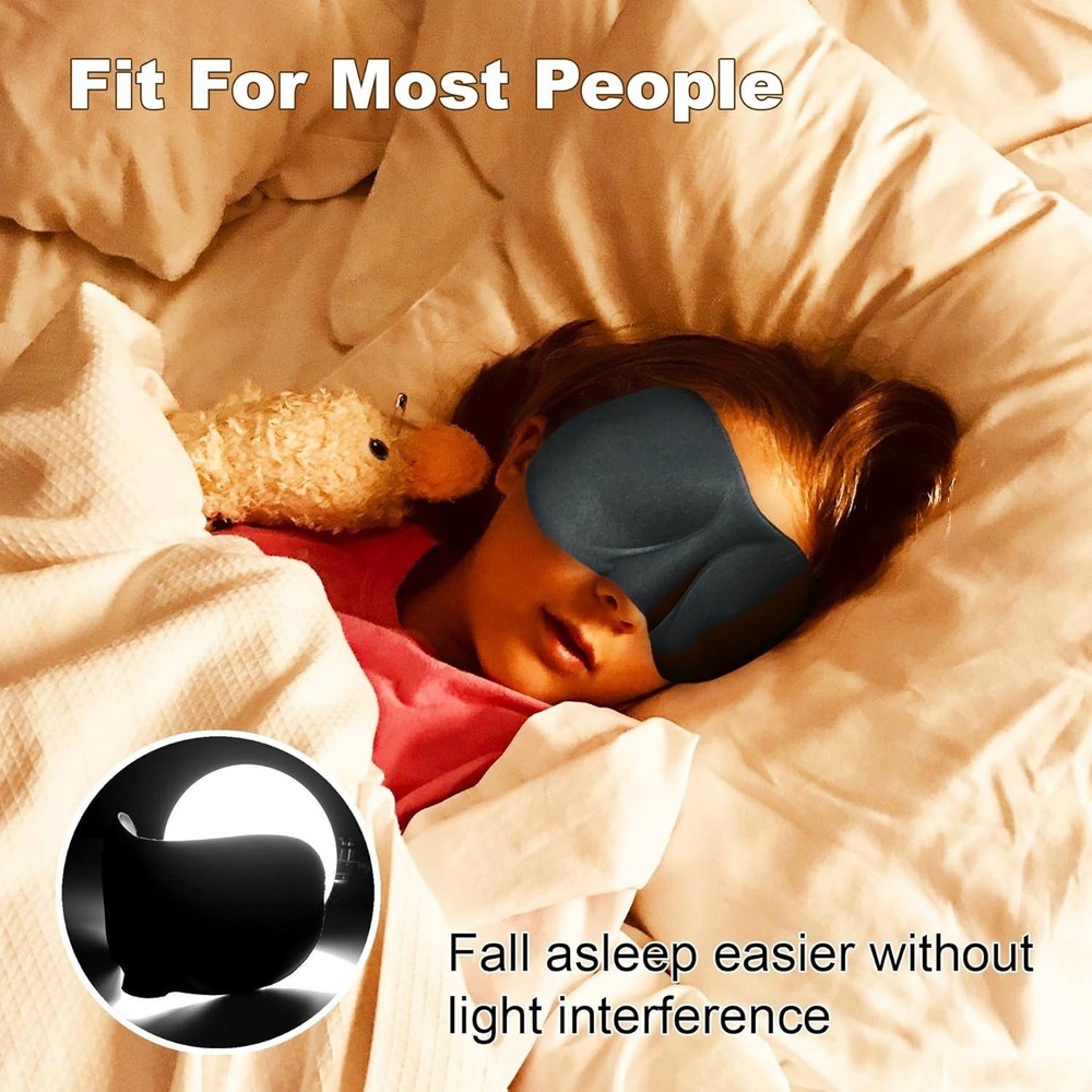 3D Sleep Mask Set of 3 for Side Sleeper Light Blocking Adjustable Eye Cover