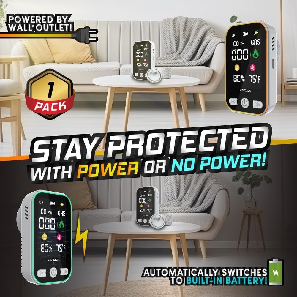 NEW Marcala CO & Gas Detector 1 Pack