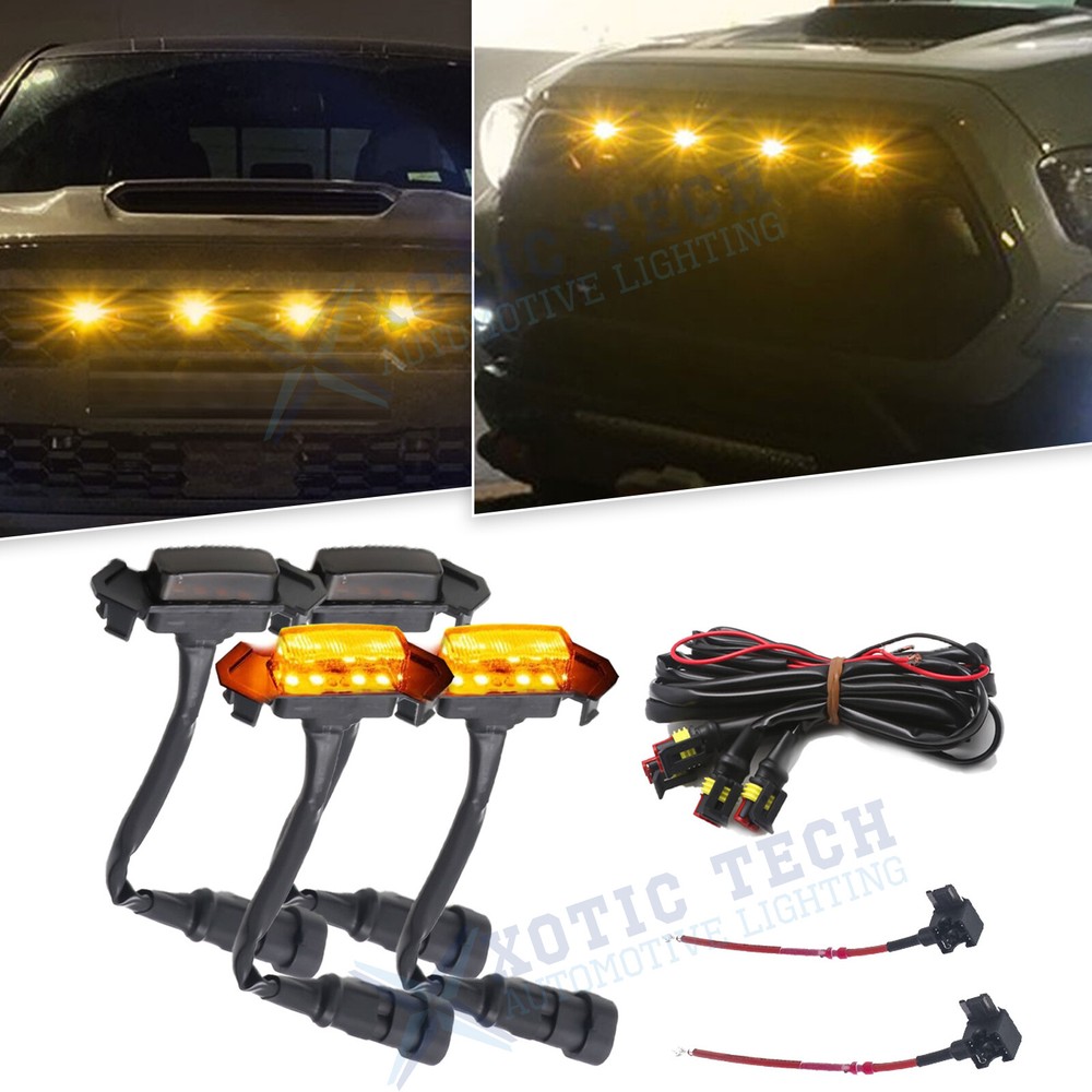 4pcs Smoked Lens Amber Front Grille Light Assembly Exact Fit For RAV4 2019-2025