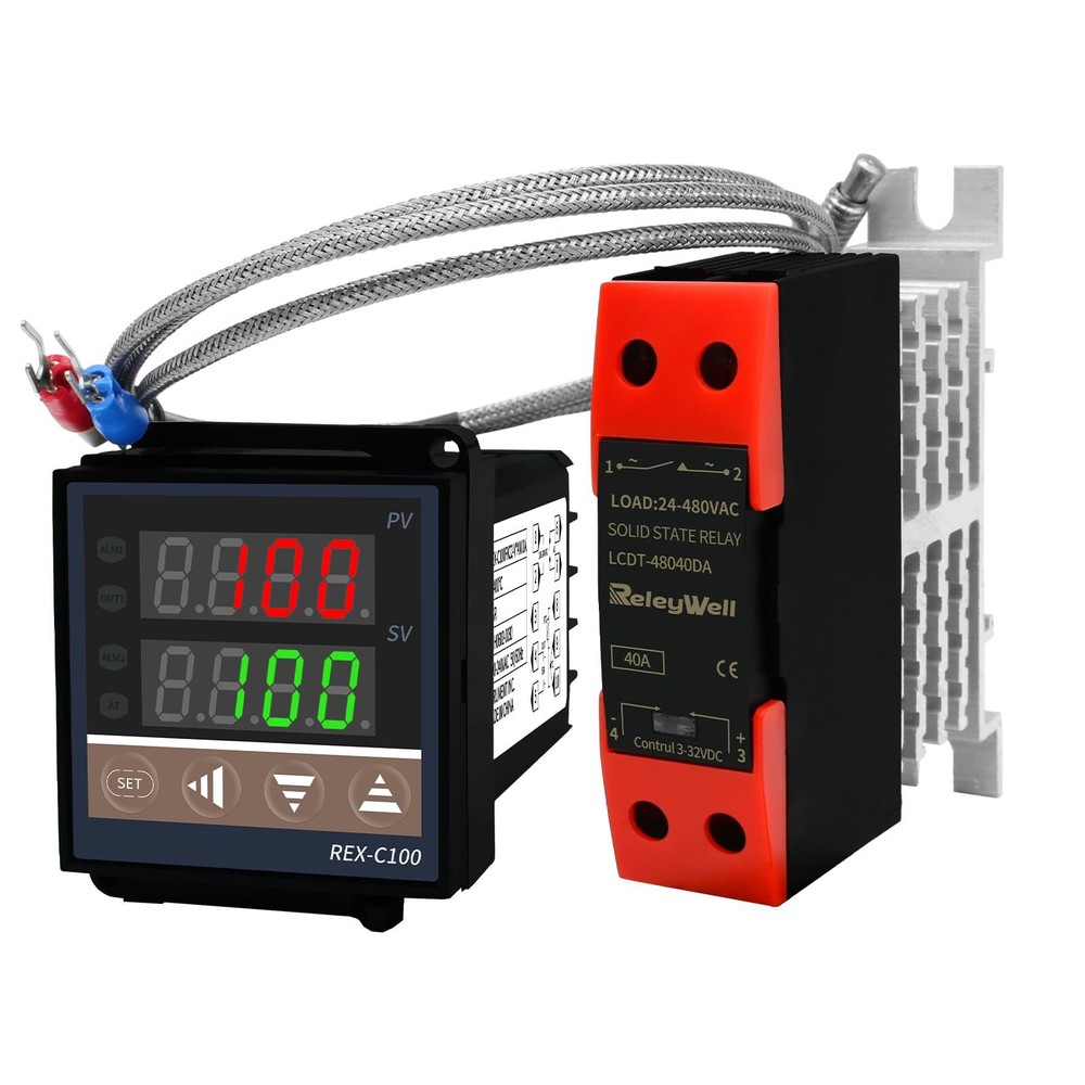 PID Temperature Controller Kit High Voltage 100ACV to 240ACV Comes with 40A D...