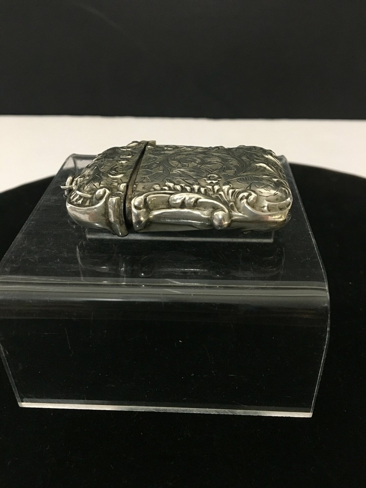 Vintage Match Safe Repousse Scroll Design in ALBO Silver