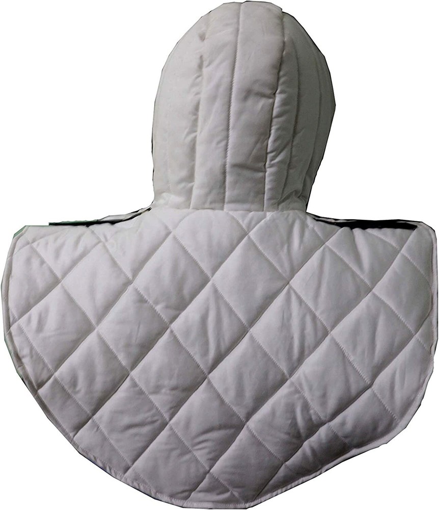 Medieval Padded Arming Cap Cotton Padded Inner Cap White Color Leather Strap