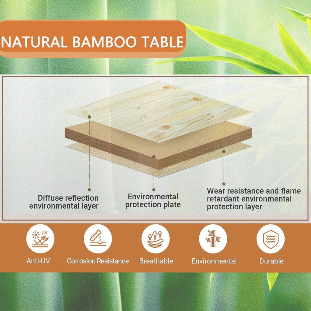 KingCamp Bamboo Folding Camping Table - Lightweight, Adjustable Height, Durable