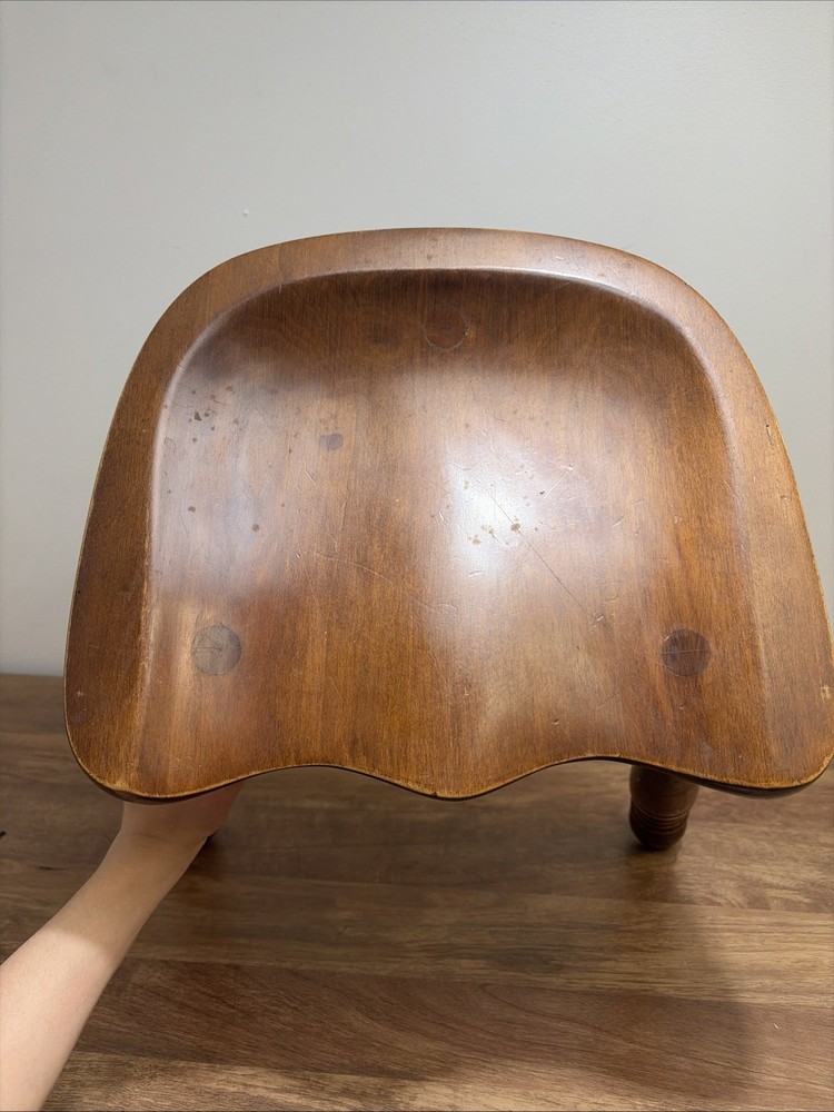 Vintage 3 Leg Maple Milking Stool #R82A Solid Wood Butt Or Saddle Seat Stool
