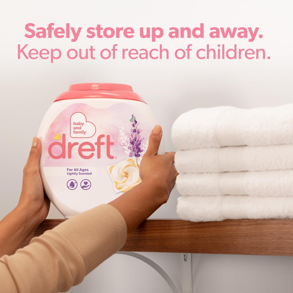 Dreft Laundry Detergent XL Pacs, Light Scent, Lavender, 18 Count