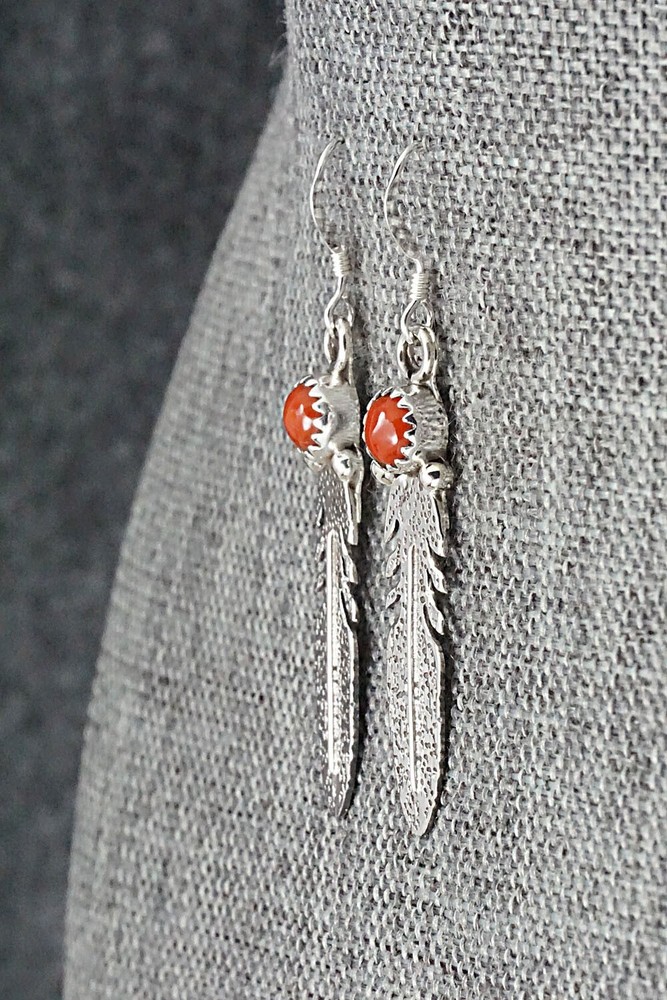 Coral & Sterling Silver Earrings - Rita Largo