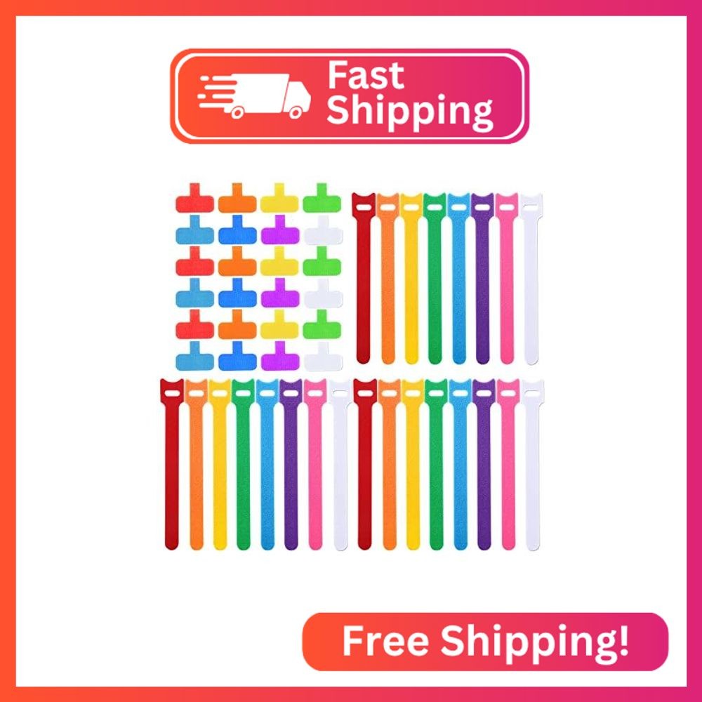 TaoBary 48 Pcs Cable Labels for Cords, Colorful Writable Coded Labels, Reusable