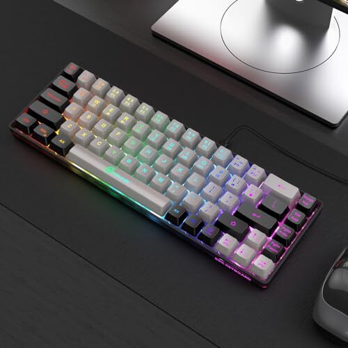 65% Gaming Keyboard, Wired Backlit Mini Keyboard, Ultra-Compact Anti-Ghosting