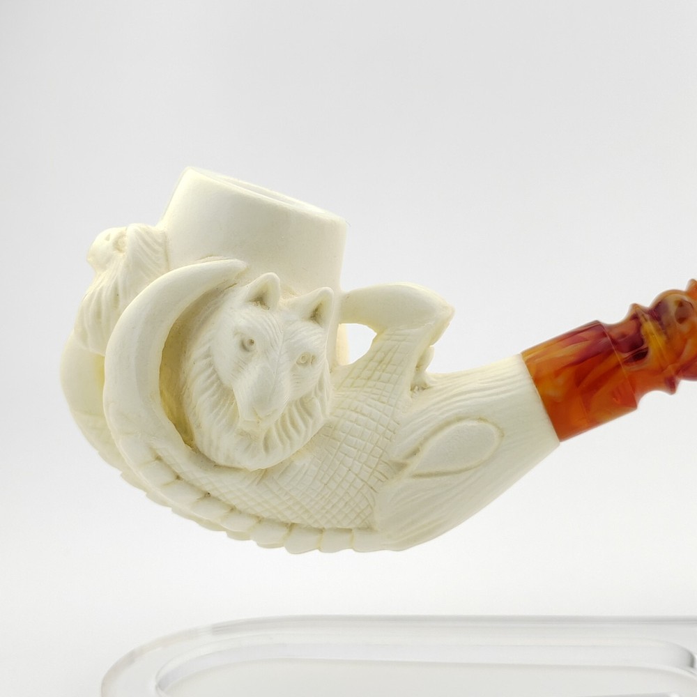 Eagle,Lion,Wolf Embossed Claw Block Meerschaum Pipe,With Case,Unique Pipe