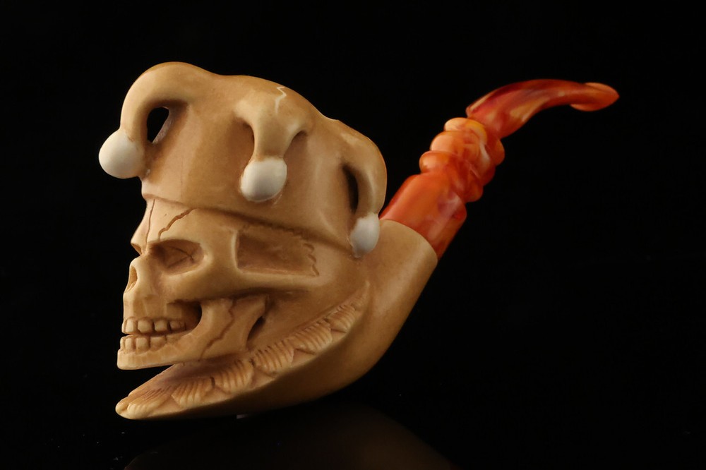 srv - Jester Block Meerschaum Pipe with fitted case 15400