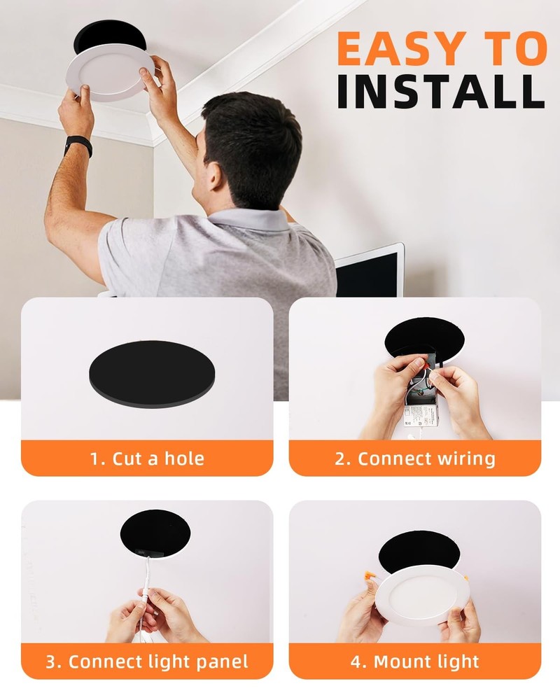 ZYC Recessed LED Ceiling Lights 4 inch 6 Pack 9W 800LM Dimable 5CCT Selectable