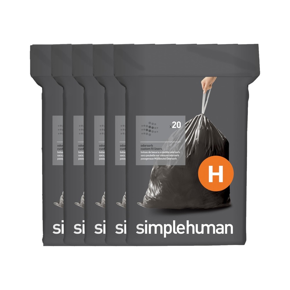 Trash Bags Code H 100 Count 9 Gallon Drawstring Odorsorb simplehuman 30-35 8-9