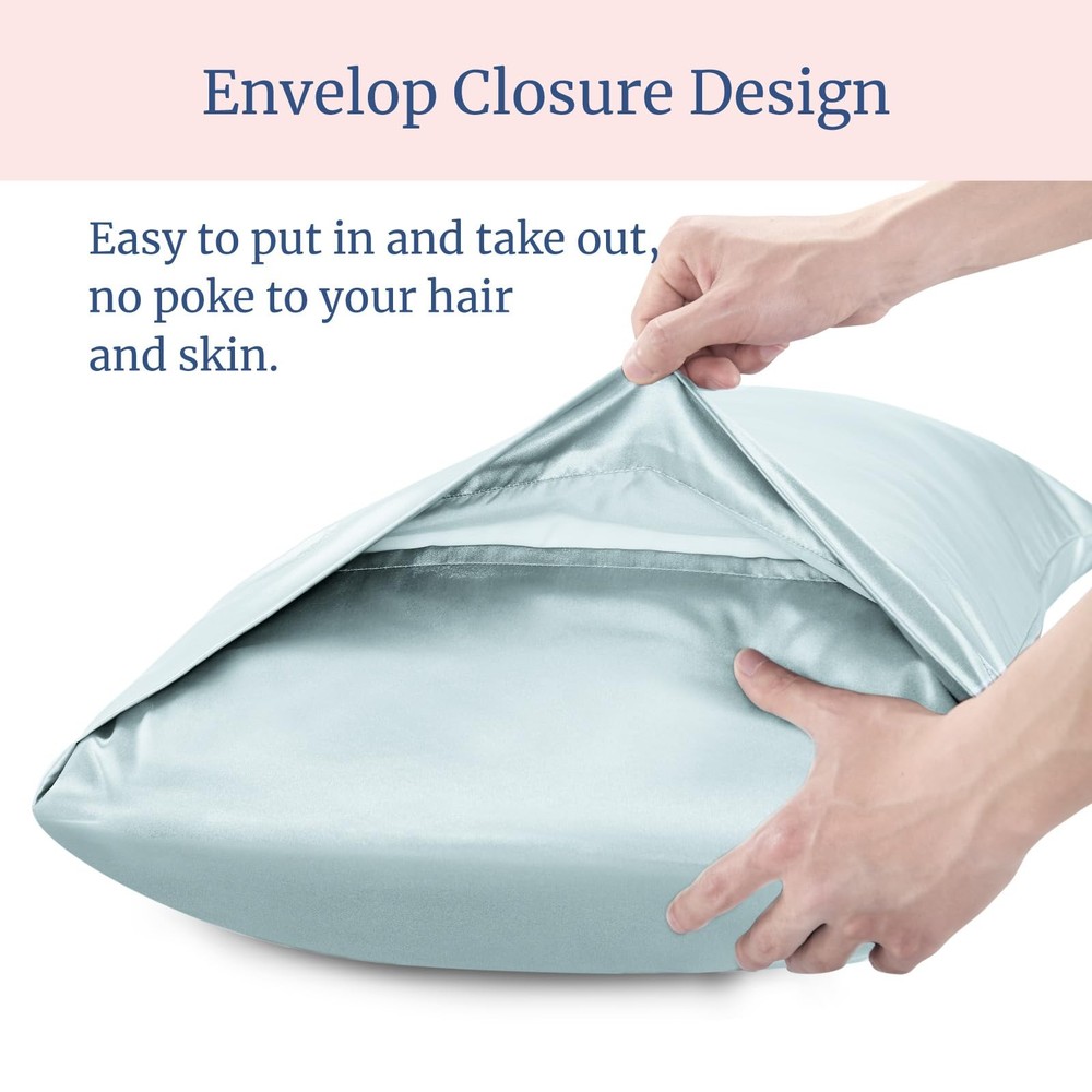 20x36 King Pillow Covers, Satin Cooling, 2 Pack, Envelope, Blue