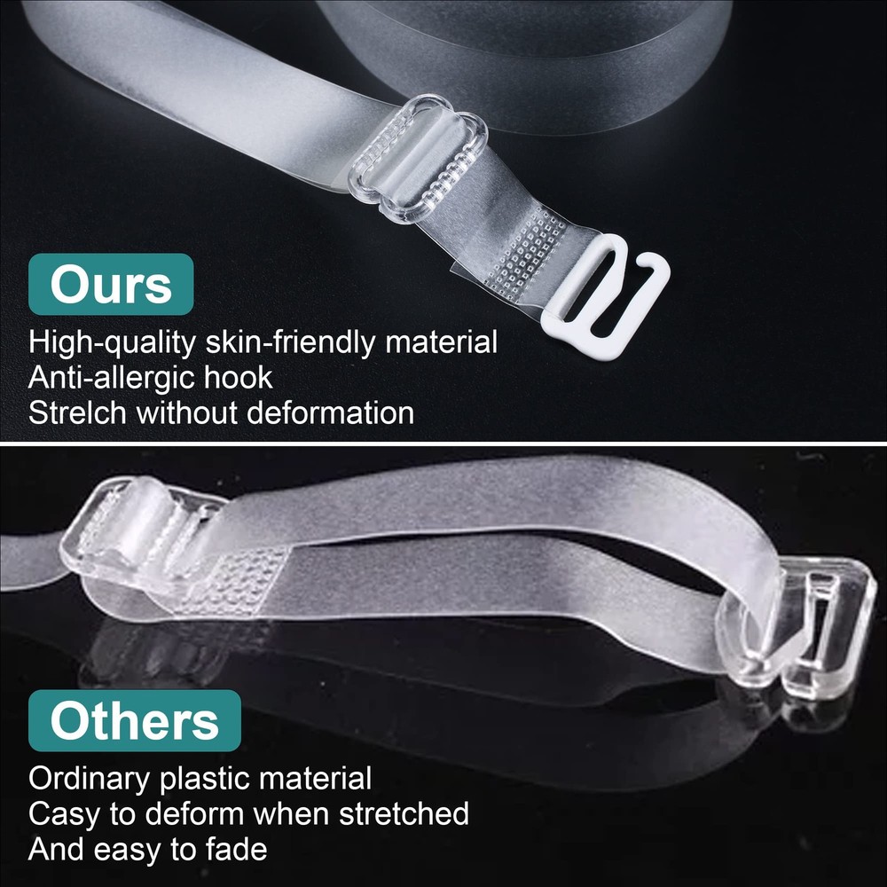PHLSTYLE Clear Bra Straps, 12mm width, 3-pairs Width Straps