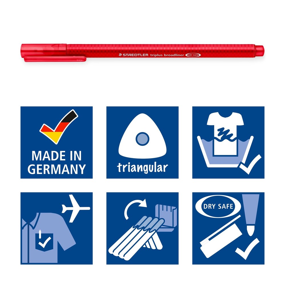 STAEDTLER triangular broad liner, triplus 10 Count (Pack of 1), Multicolor