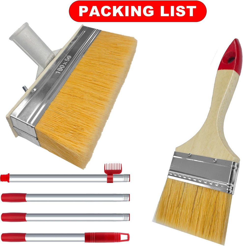 Deck Stain Brush with Threaded Long Handle 7 Inch Deck Stain Applicator, 60" Ext