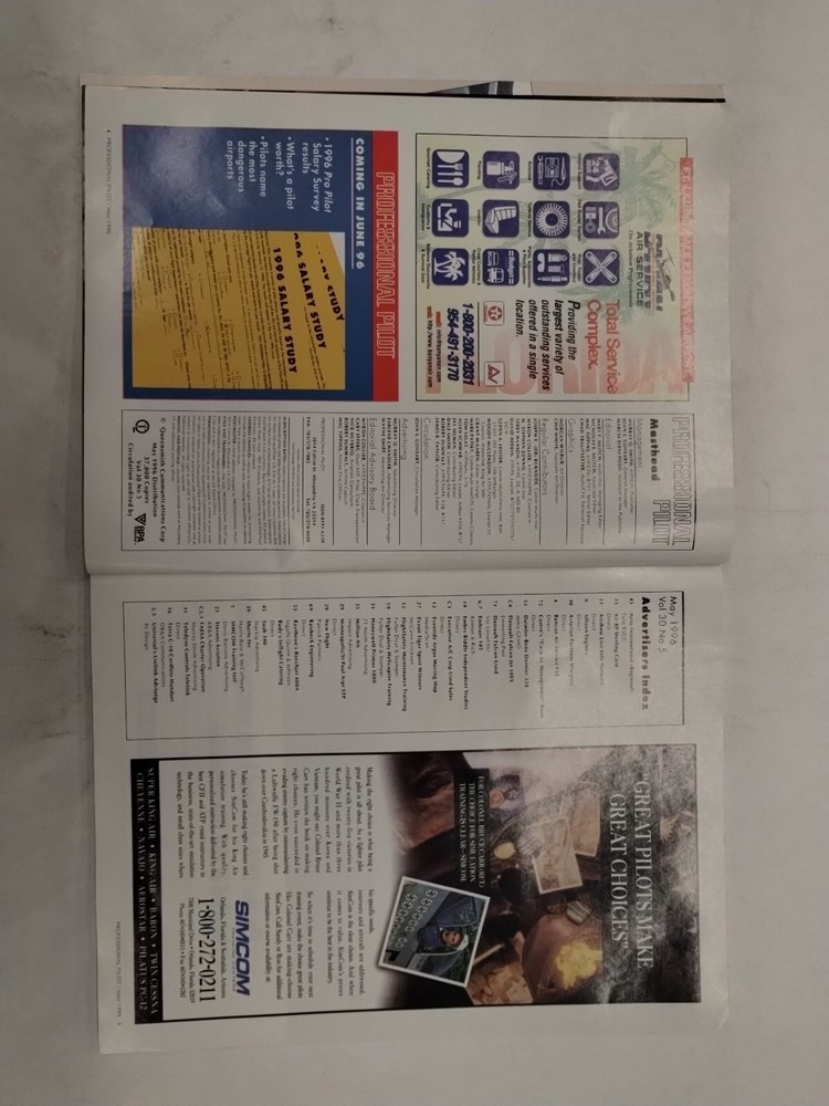 Professional Pilot Magazine /Volume 30/ No. 5/ May 1996-Original