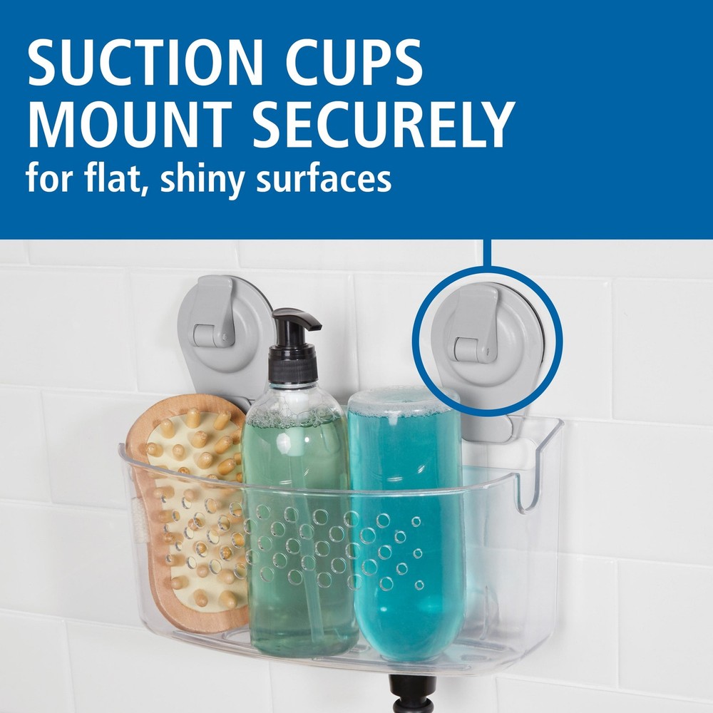 Clear Wall-Mounted Suction Bath Basket Easy to Install No Tools Needed