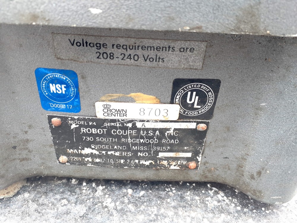 Robot Coupe R4 Mixer Cutter Base - Food Processor - 3 Phase - UNTESTED