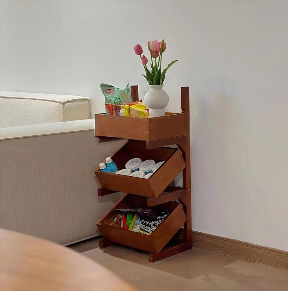 Fruit and Vegetable Storage Rack, 5-Tier Pull-Out Snack Stand Fruit Basket Stand