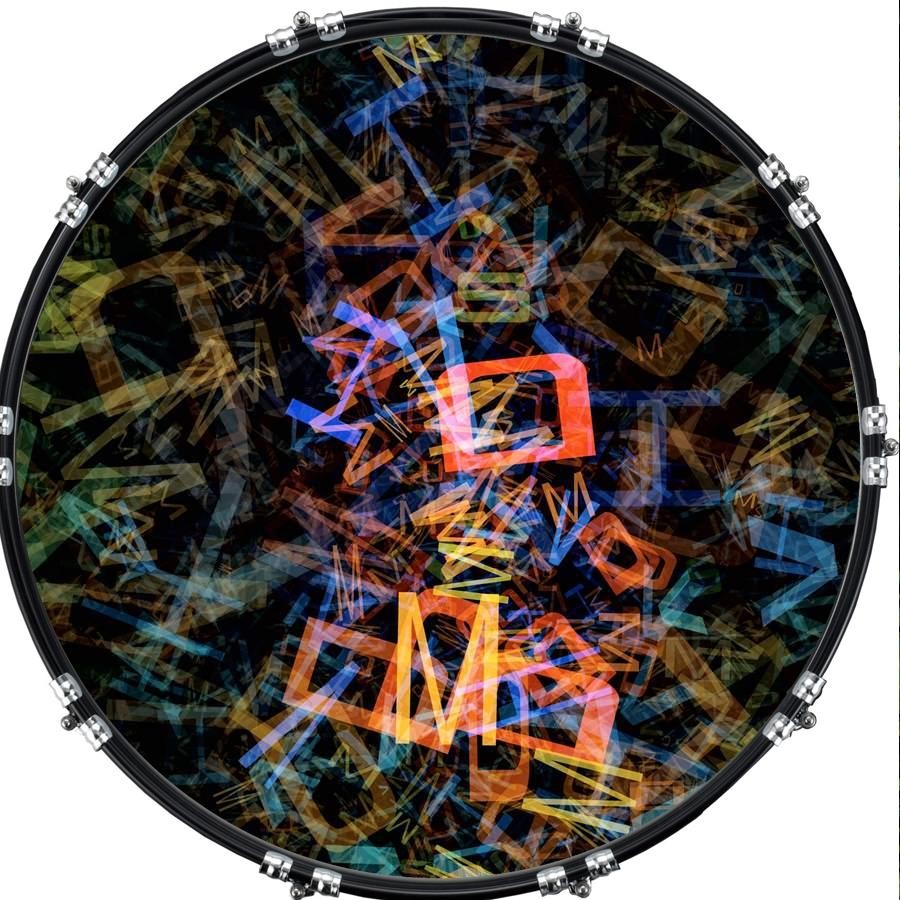 Custom 22" Kick Bass Drum Head Graphical Image Front Skin Abstract Alphabet