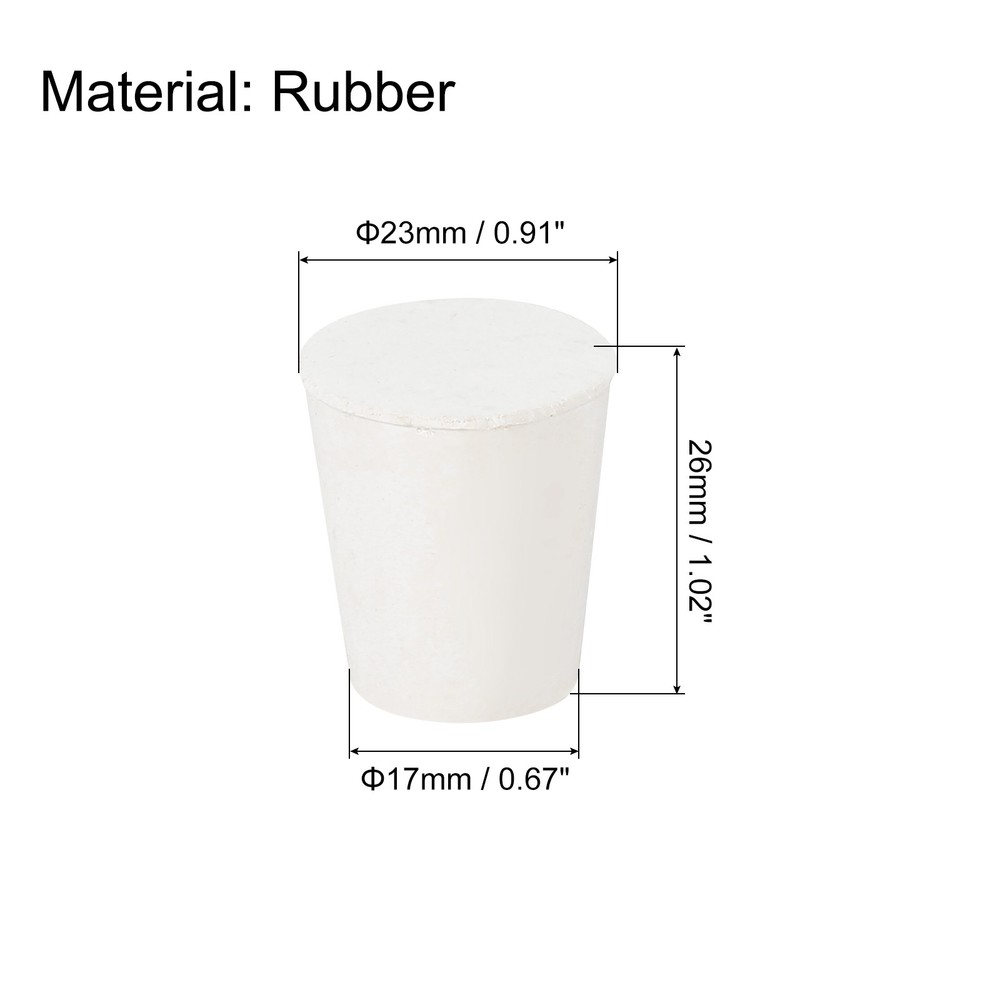 8Pcs Solid Rubber Stoppers, White 3# Tapered Lab Plugs, 23x17x26mm