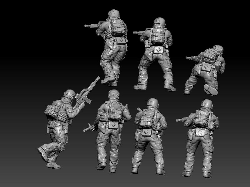 1/72 Modern Germany "Bundeswehr Offensive posture" 7 man model (3D printed)