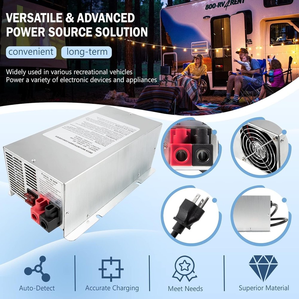 WF-9845 45 Amp RV Power Converter Deck Mount Charger Replace for 9800 Series