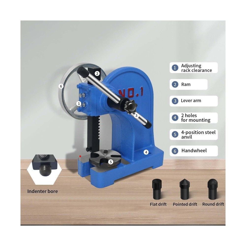 Arbor Press 1 Ton,Ratchet Leverage Arbor Press with Handwheel,Manual Desktop ...