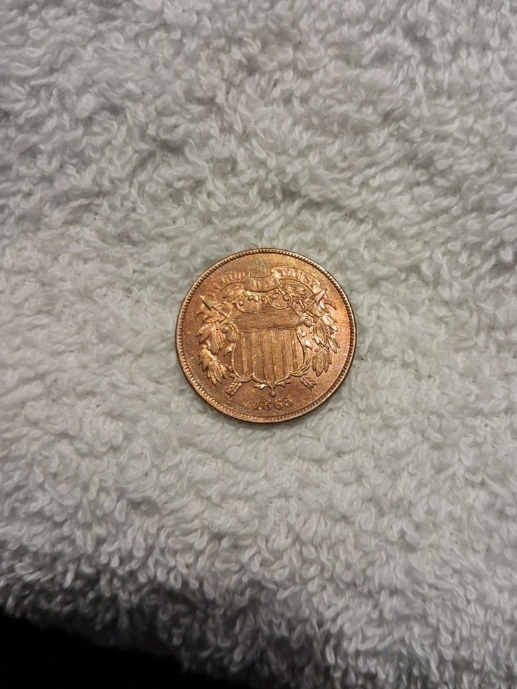 1865 2C Two Cent Piece Choice Red/Brown