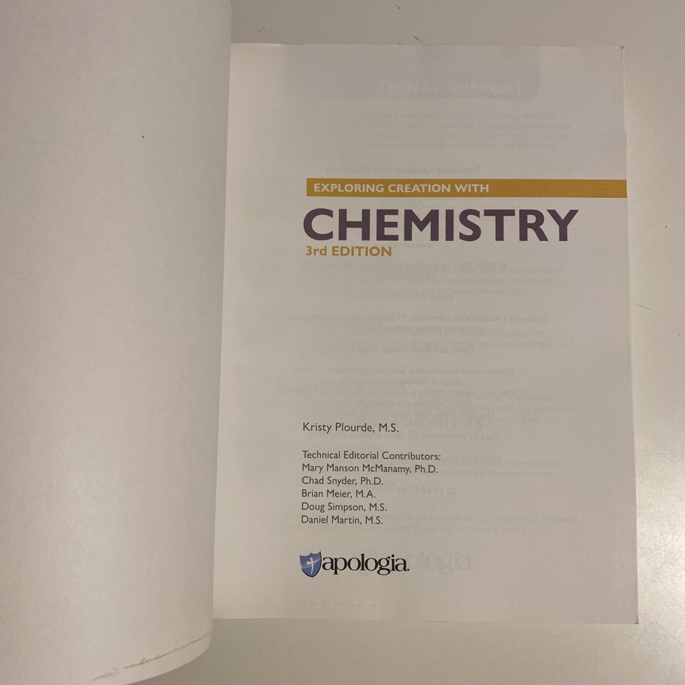 #1 Apologia Exploring Creation With Chemistry Third Edition Textbook