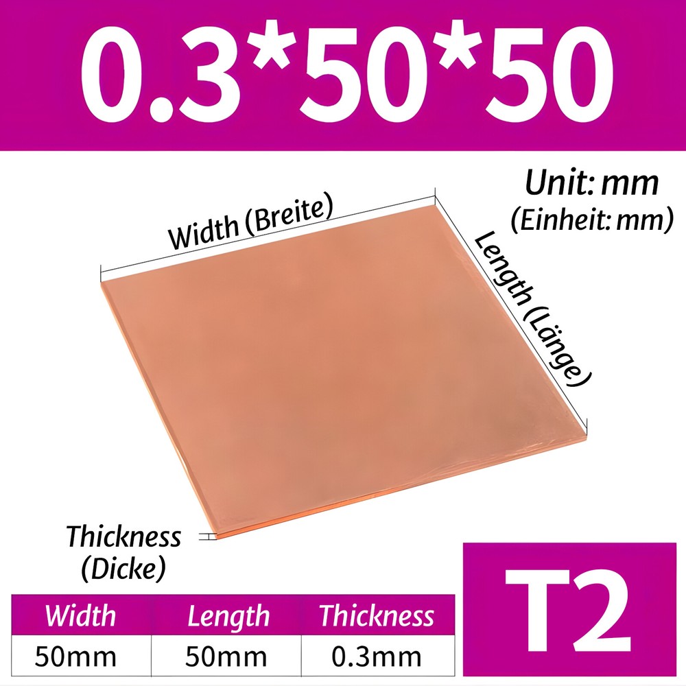 Copper Sheet, Various Sizes 0.3mm-8mm Thick, Copper Plate Thin Material Solid