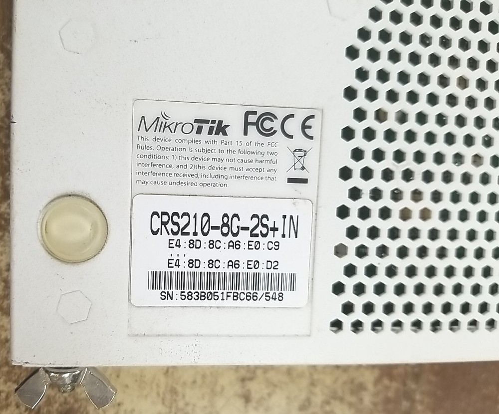MikroTik CRS210-8G+2S+IN Cloud Router Switch.