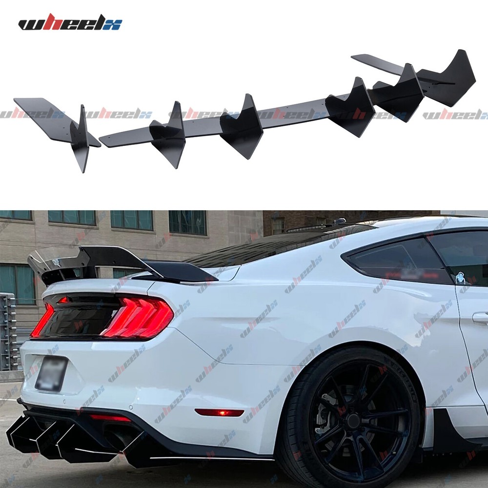 V2 Style Glossy Black Rear Diffuser & Side Splitter For Ford Mustang 2015-2023