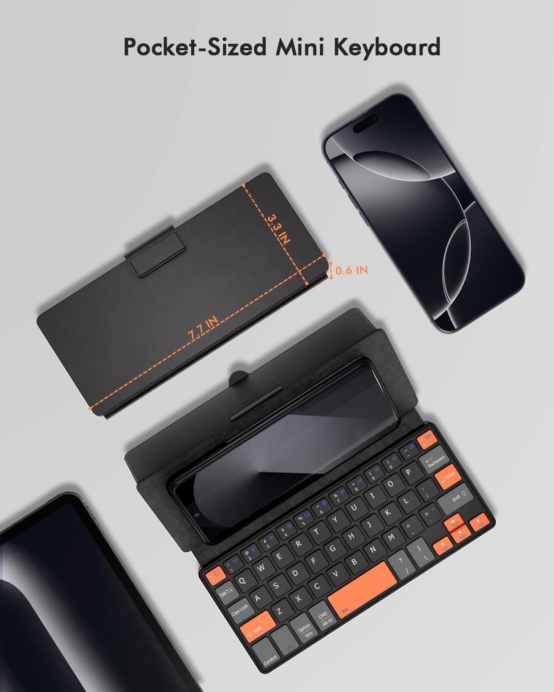Doohoeek Universal Bluetooth Mini Keyboard, Wireless Compact Keyboard with Or...