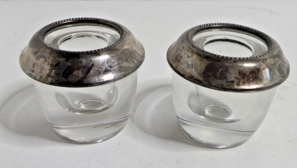 Frank Whitting sterling and glass candle holders set vintage