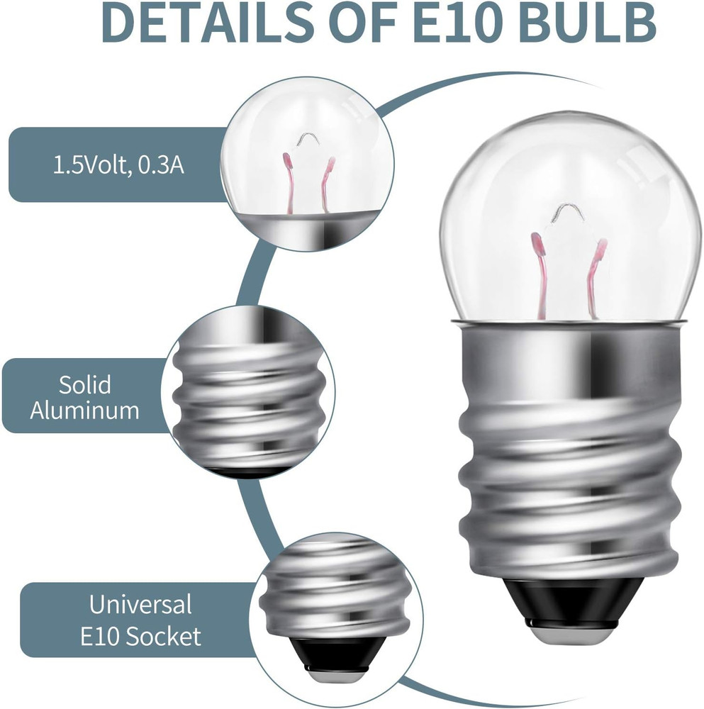 Honoson 30 Pieces E10 Screw Mini Bulbs Warm White Light and E10 Mini Screw Type