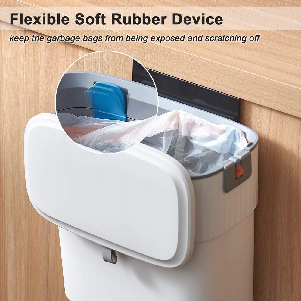 ELPHECO Hanging Trash Can with Lid 2.5 Gallon Kitchen Compost Bin for Under S...