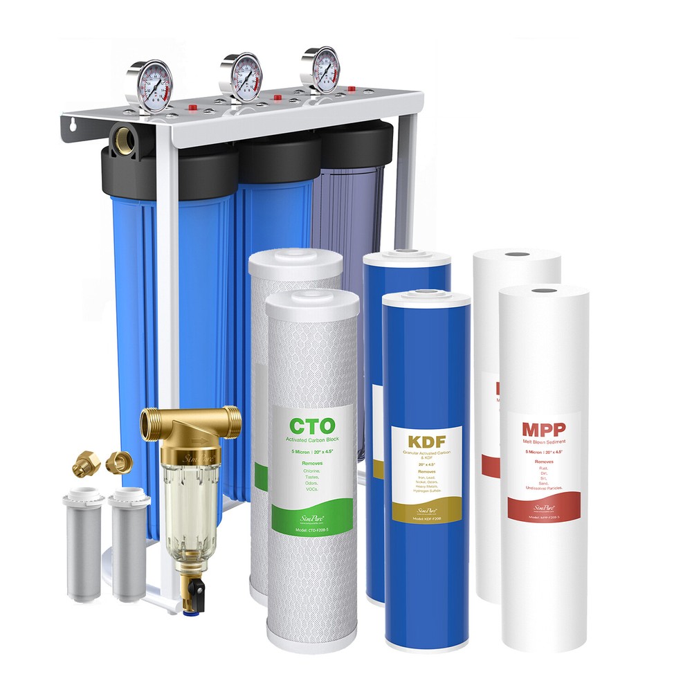 3-Stage 20" KDF Big Blue Whole House Water Filter System Heavy Metal Filtration