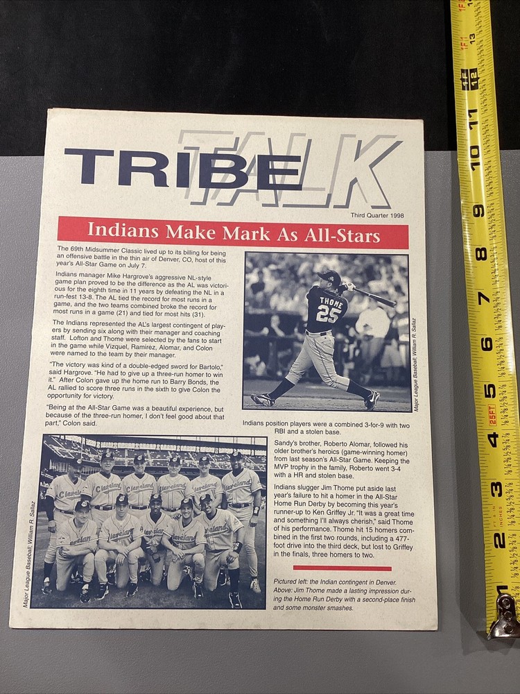 1998 Cleveland Indians Tribe Talk Baseball Information Fold Out Program Mailer
