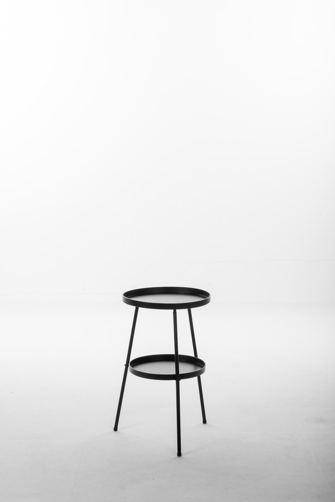 Small Patio Side Table, Round 2-Tier End Table, Metal Round Coffee Table