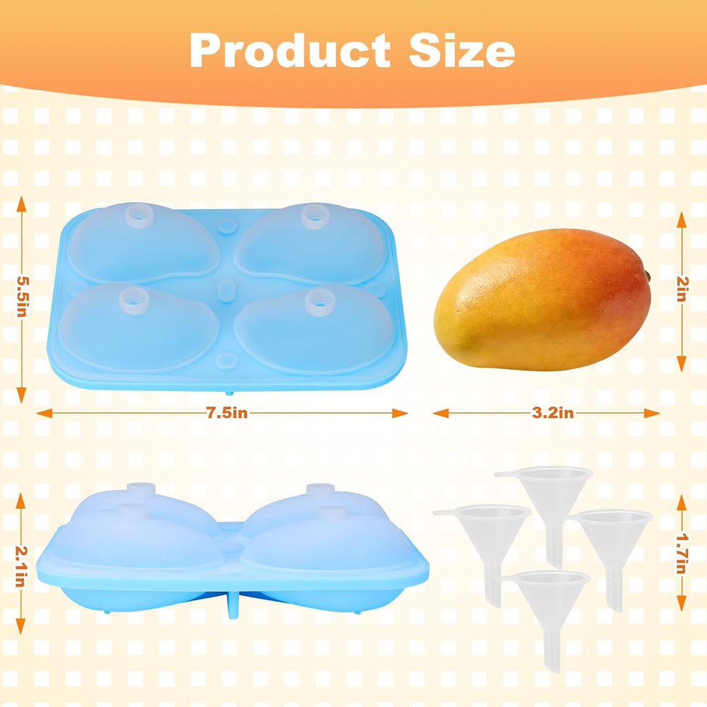 3D Mango Shape Cake Mold - 4 Cavity Fruit Pudding Mango Silicone Molds for Bakin