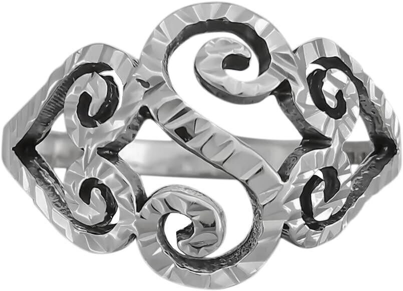 Diamond Cut Swirled Hearts Ring