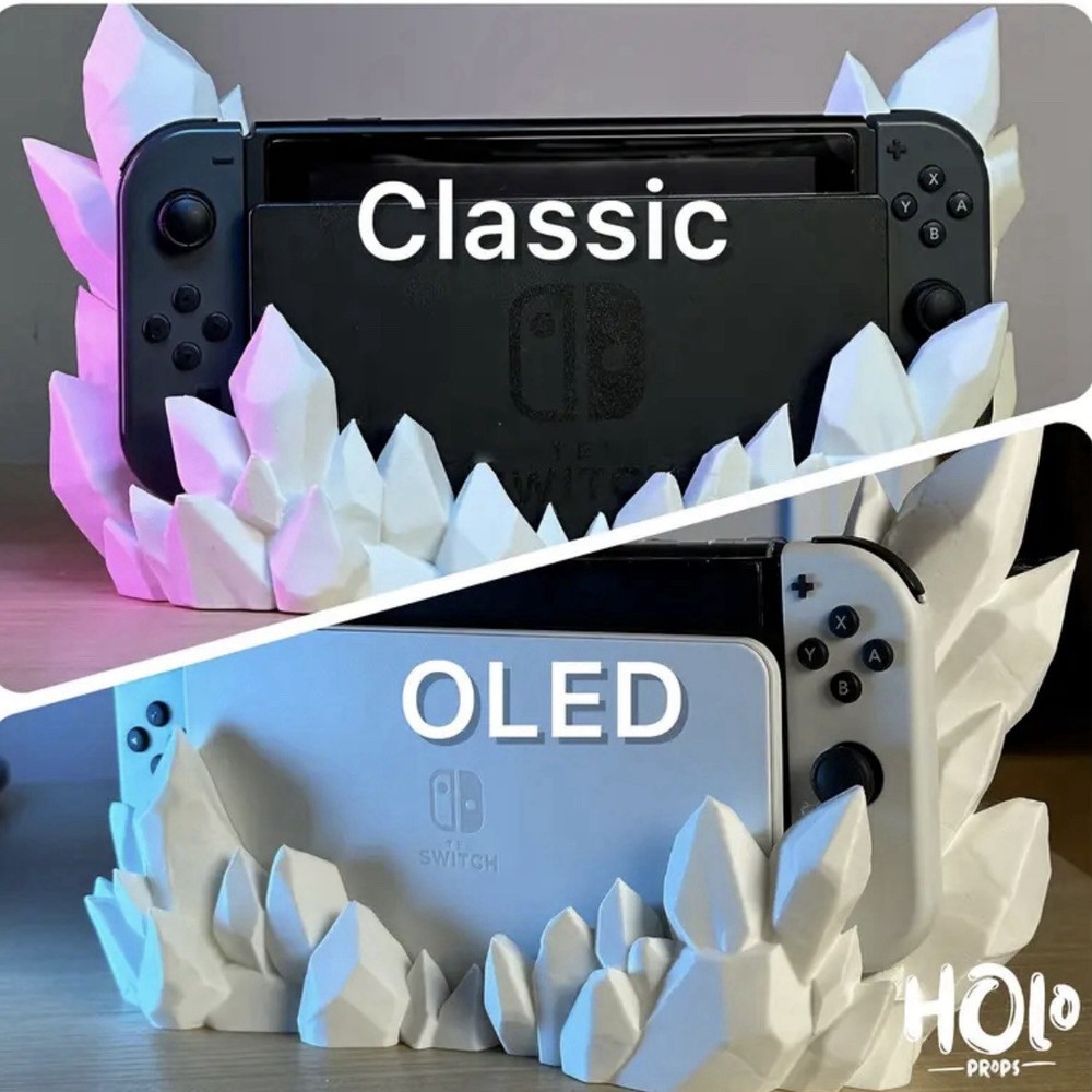 Crystal Stand Charging Dock For Nintendo Switch Classic Or OLED, White