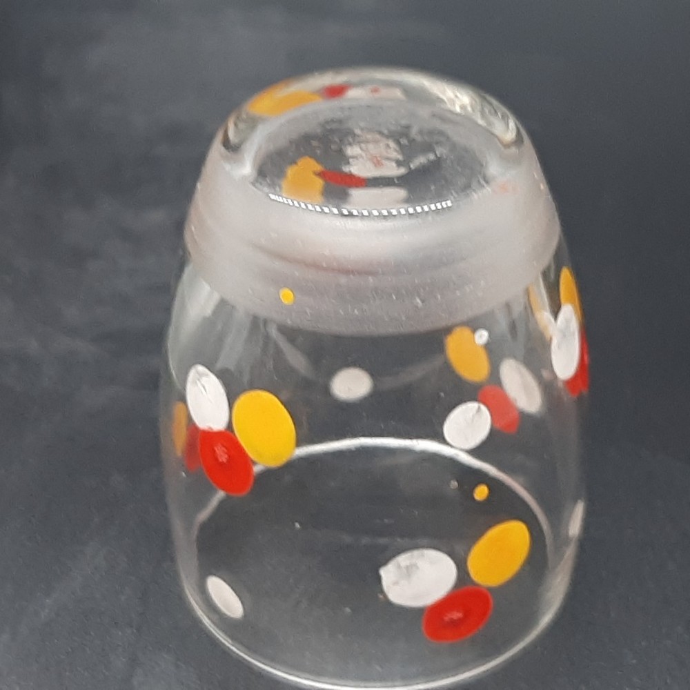Vintage Handpainted Czech Dot Decanter and Five Small Glasses