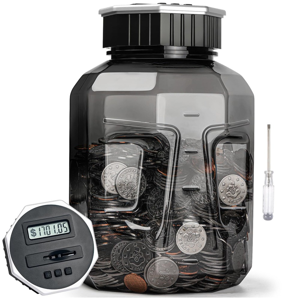 Alcancía digital extragrande para contar monedas con contador LCD