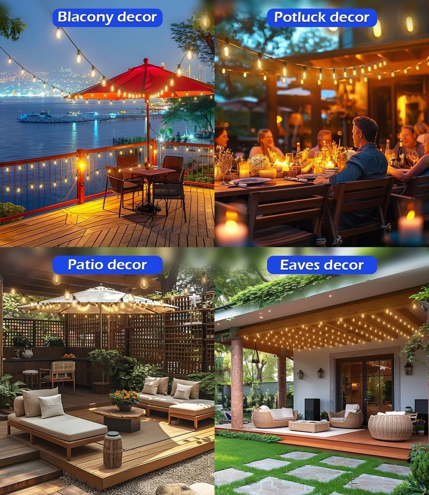 Outdoor String Lights - LED Dimmable ST38 Warm Edison Connectable String Lights