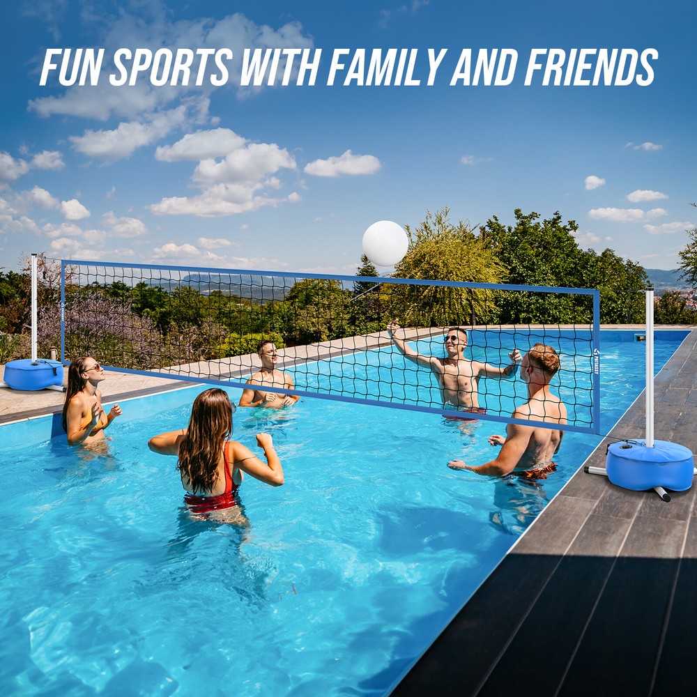 Pool Volleyball Net Set with Weighted Base Adjustable 15ft-32ft Length Portable