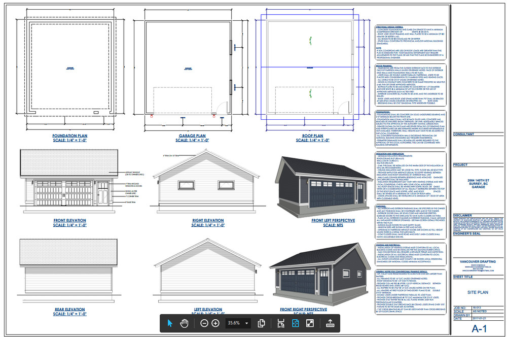 Double Car / 2 Car Garage Plan / Architectural Blueprints - 24 x 26