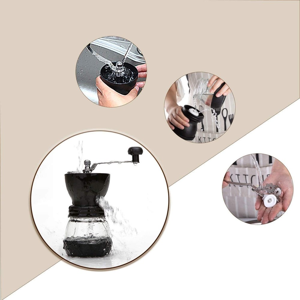 PARACITY Manual Coffee Bean Grinder with Ceramic Burr, 11oz grinder, Clear
